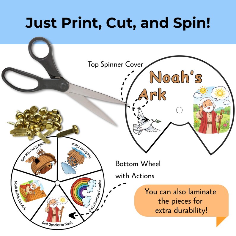 Noah’s Ark Spinner | Bible Story Craft for Kids | Genesis Noah ...