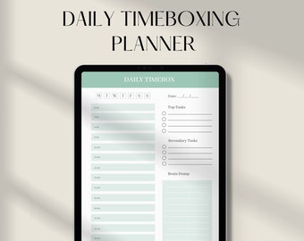 Daily Timeboxing Planner Template| Time Box Planner| Time Blocking| For iPad and Goodnotes|Digital daily planner