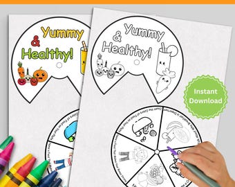 Yummy & Healthy Eating Spinner | Kids Nutrition Game | Printable Food Chart | Healthy Food Activity | Mindful Activities | Digital Download