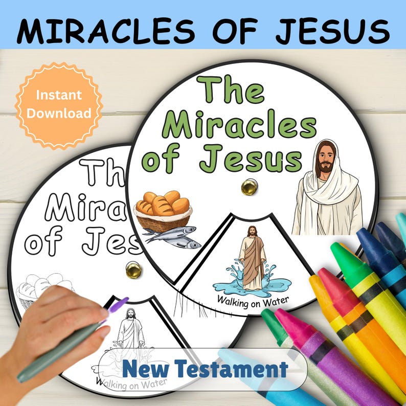 Miracles of Jesus Spinner | Bible Craft Printable for Kids | Christian ...