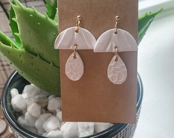 White teardrop clay earrings