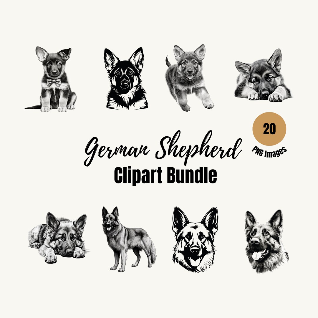 thumbnail image 2 of Black And White German Shepherd Dog Vector Sketch. Silhouette Of Fluffy German Shepherd Stock Vector Image & Art 2 of 13