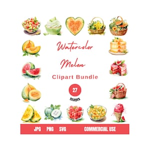 Watercolor Melon Clipart Fruit Clipart Melon Graphics Watermelon Clipart Watermelon clip art Melon graphics Melon png Melon svg Melon jpg