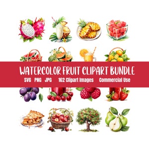 Watercolor Fruit Clipart Bundle Clipart Bundle Watercolor Fruit Clipart Fruit Illustrations Watercolor Clipart Fruit Graphics Bundle png svg