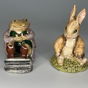 Vintage Beatrix Potter&#39;s &quot;Mr Jackson&quot; and &quot;Benjamin Bunny&quot;, &quot;Sat On a Bank&quot; Beswick England Porcelain Figurines