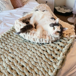 Chunky Knit Pet bed, Large cat bed, Cozy cat bed, Small dog bed, Soft and washable dog or cat bed, kitten bed, soft puppy bed, soft cat bed image 3