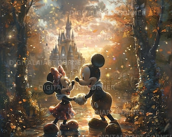 Mickey and Minnie Mouse Fall Art Print (Digital Download)
