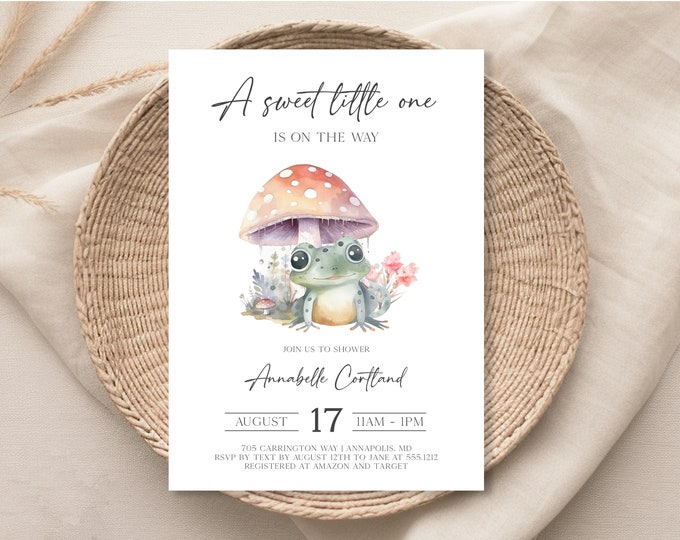 Frog Invite Frog Baby Shower Invitation, Frog Baby Shower Digital Invitation ...