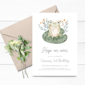 Frog Birthday Party Invitation, Editable Gender Neutral Frog Birthday Party Invite, Frog First Birthday Party Invitation