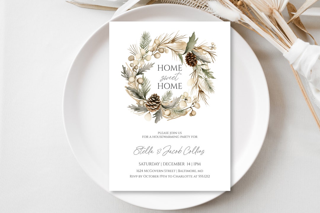 Holiday Housewarming Party Invitation, Instant Download Winter