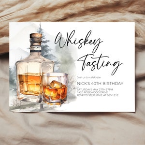 Whiskey Tasting Invitation, Rustic Whiskey Birthday Party Invitation Template, Instant Download, Editable Whiskey Invite
