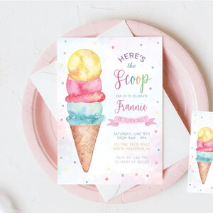 Eis-Geburtstags-Party Einladung, Eis-Einladung, bearbeitbare Eis-Party einladen, Eis Shoppe, Templett, sofort-Download, A2