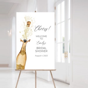 Champagne Bridal Shower Welcome Sign, Editable Bubbly Bridal Shower Sign Template, Editable Bridal Shower Welcome Sign Templett, F100