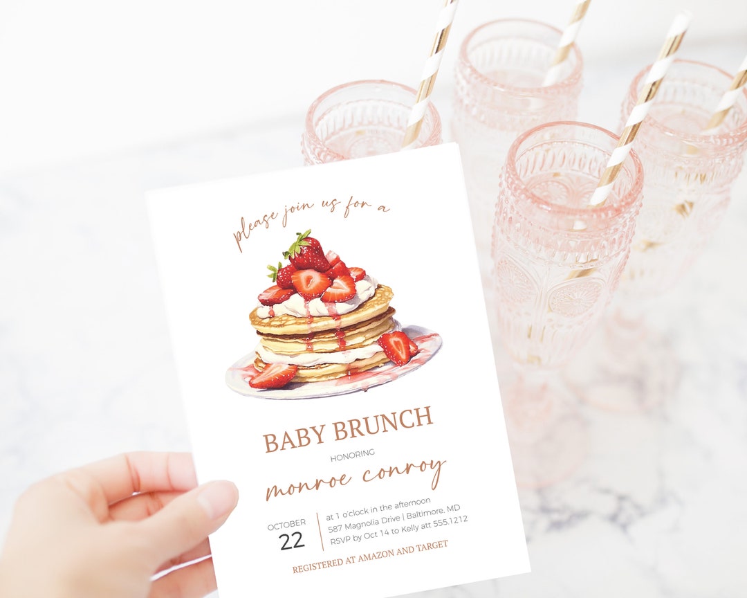 Pancake Baby Brunch Invitation Template, Brunch Baby Shower Text Invite