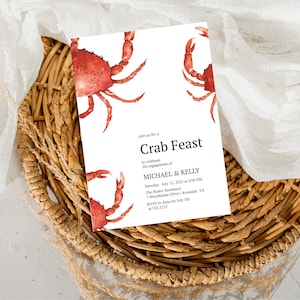 Crab Feast Invitation, Seafood Engagement Party Invite, Crab Feast Couples Shower Invitation, Summer Birthday Party Invitation