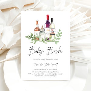 Baby Bash Shower Invitation, Editable Bottles Baby Shower Invite Template, Alcohol Couples Baby Shower Invite Templett, F197