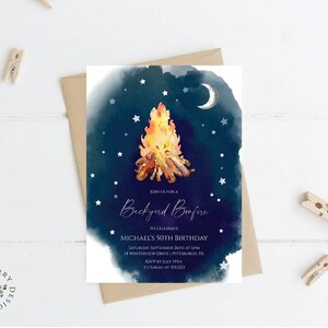 Backyard Bonfire Invitation Template, Bonfire Birthday Party Invitation, Instant Download, Editable, Fall Party Invitation