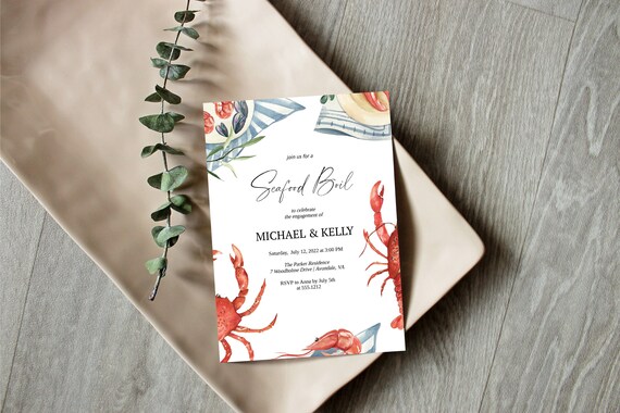 Seafood Boil Invitation, Seafood Boil Engagement Party Invite, Seafood Couples Shower Invitation, Summer Birthday Party Invitation