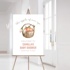Apple of our Eye Baby Shower Welcome Sign,  Fall Baby Shower Printable Sign, Editable Apple Baby Shower Sign Template