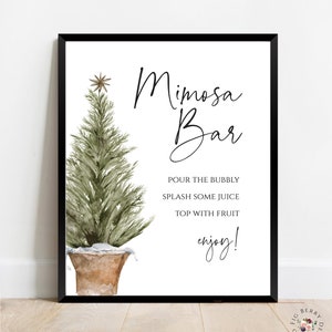 Christmas Mimosa Bar Sign Instant Download, Christmas Brunch Mimosa Bar Sign