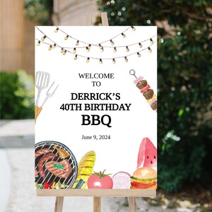Grill and Chill Birthday Party Welcome Sign Template, BBQ Birthday Party Sign, Instant Download, Editable Cookout Welcome Poster, F45