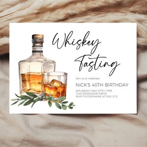 Whiskey Tasting Invitation, Whiskey Birthday Party Invitation Template, Instant Download, Editable Whiskey Invite