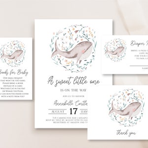 Nautical Baby Shower Invitation Bundle, Whale Baby Shower Invitation Package, Under the Sea Gender Neutral Baby Shower Invitation