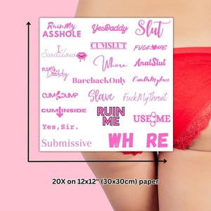 Sheet of 20 Kinky Fetish Temporary Tattoos (Set of 20) Gift for Her/Him