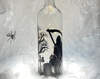 Spooky Halloween Bottle Decoration, Seasonal Decor, Home Decor