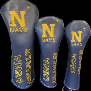 United States Naval Academy Golf Headcover (USNA) Annapolis Midshipman: Choose Driver, Fairway, or Hybrid.  Made in the USA!