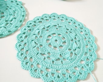 Patrón de crochet para posavasos redondo grande, ideal para principiantes (patrón PDF)