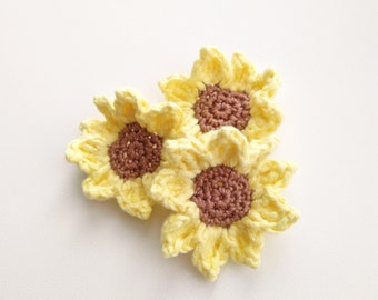 Patrón de girasol de crochet, aplique de crochet
