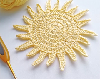 Patrón de posavasos de taza de ganchillo, posavasos para sol