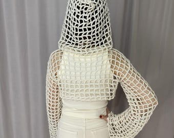Mesh Shrug with Hood Crochet Pattern, Crochet Mesh Pattern