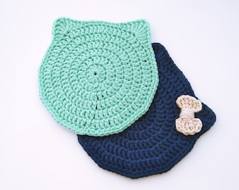 patrón de crochet de posavasos de gato