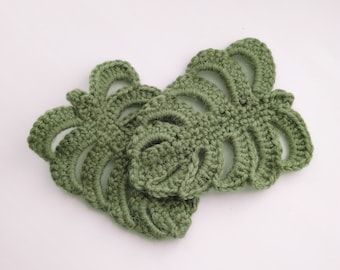 Patrón de posavasos de hojas de monstera, patrón de crochet