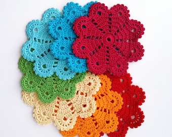 Patrón de posavasos de crochet, posavasos de flores