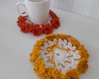 Patrón de posavasos de flores de crochet