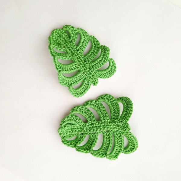 Monstera crochet pattern, crochet leaf