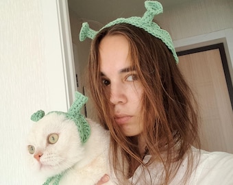 Patrón de orejas de Shrek a crochet: Diadema fácil (PDF)