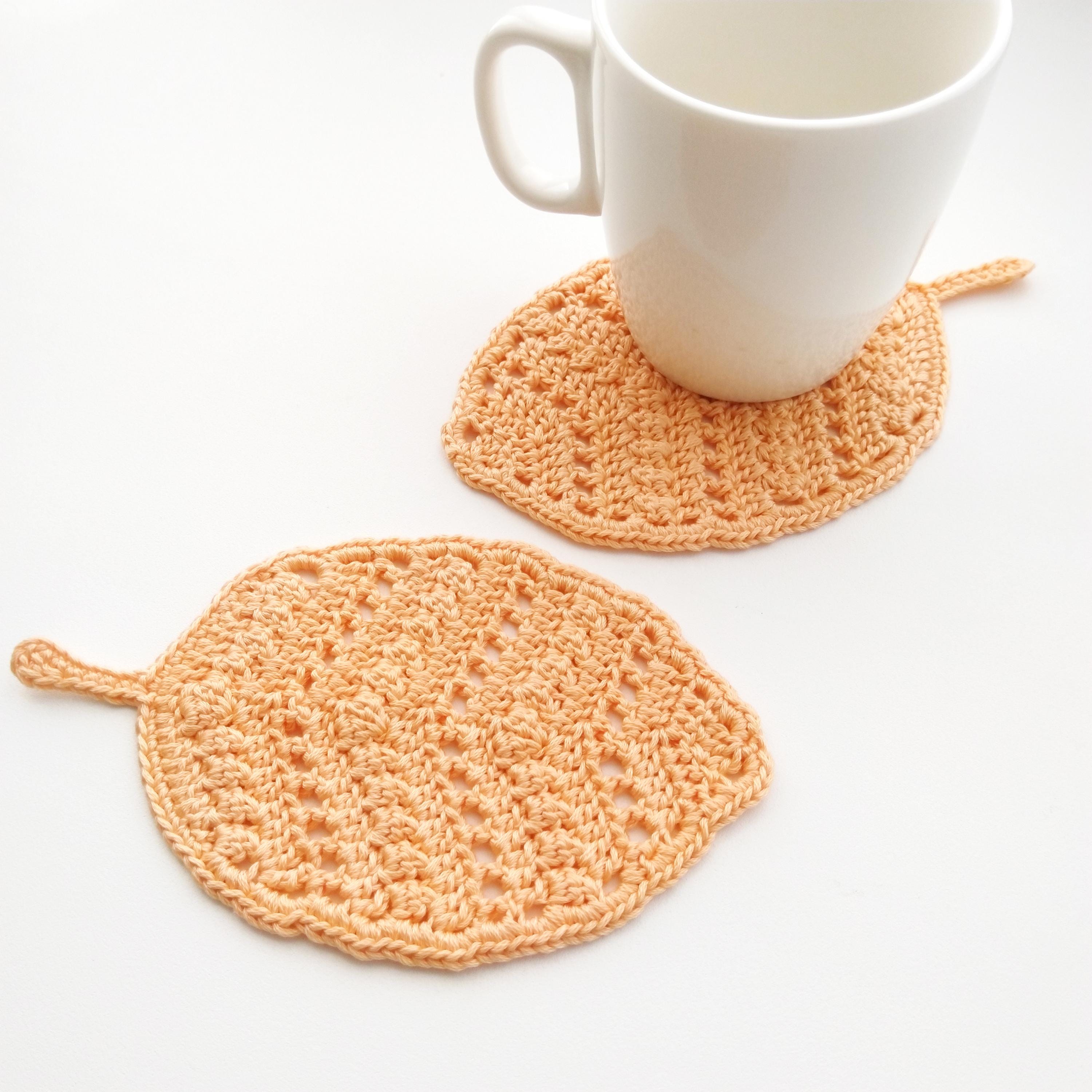 かぎ針編みの葉っぱのコースターのパターン - Etsy 日本