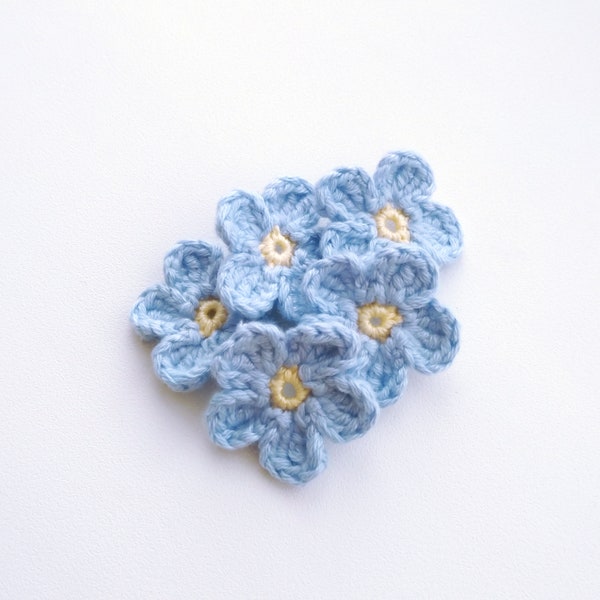 Patrón de crochet de flor de nomeolvides, aplique de crochet
