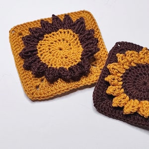 Crochet granny square pattern, sunflower granny square