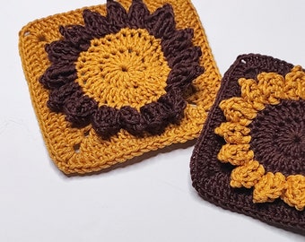 Sunflower granny square crochet pattern