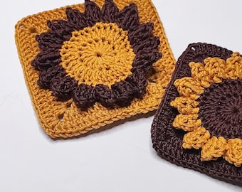 Patrón de crochet cuadrado de la abuela girasol (Descarga PDF)