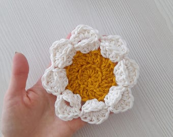 Patrón de posavasos de flores de crochet, posavasos florales fáciles