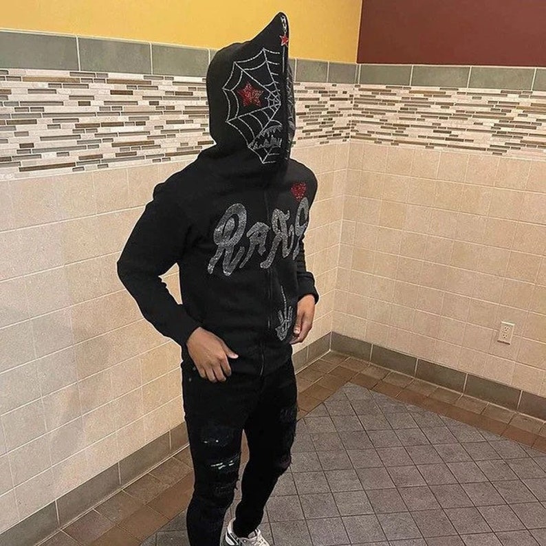 Mens rhinestone hoodie Clearance