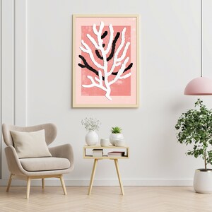Coral Poster, pink, white and black
