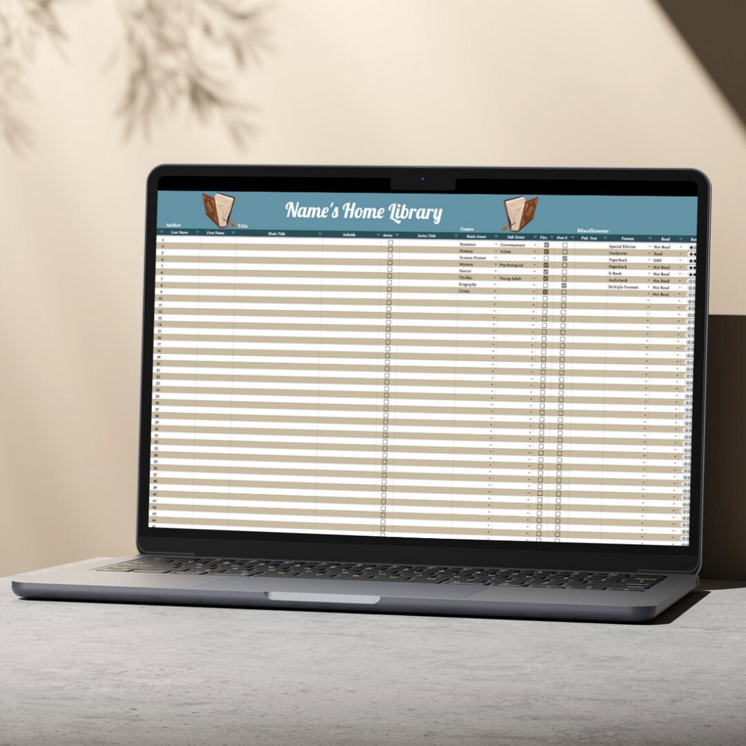 Home Library Tracker Digital Tracker Sheet, Online Library Tracking ...