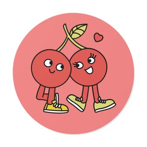 Cherry Sticker, Fruit Stickers for Water Bottles, Laptop, Phone, Planner, Cute Vinyl Decal, Red Cherry Design